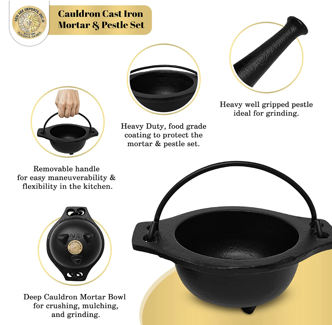 Cast Iron Cauldron Mortar and Pestle Set - Image 3