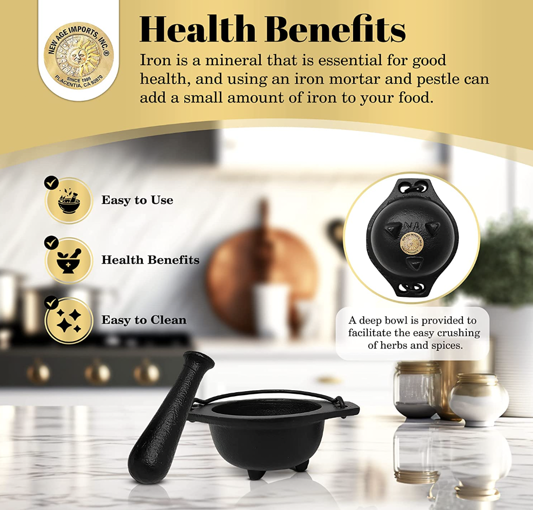 Cast Iron Cauldron Mortar and Pestle Set - Image 5